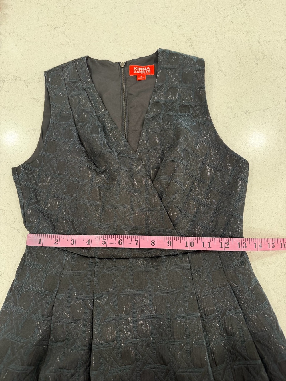 Kirna Zabete Black Textured V-Neck Fit-and-Flare Mini Dress - Picture 7 of 10